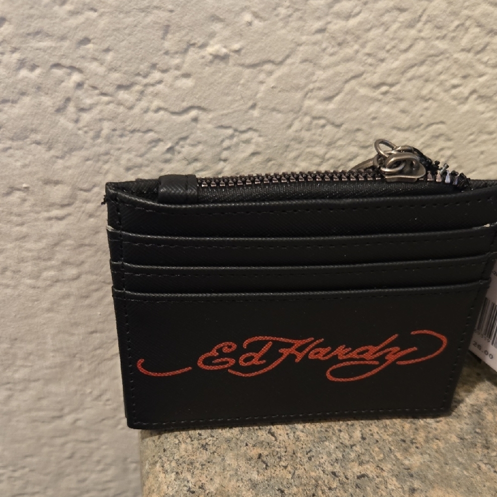 Ed Hardy Black and Pink Floral card holder Nwt - Picture 2 of 5